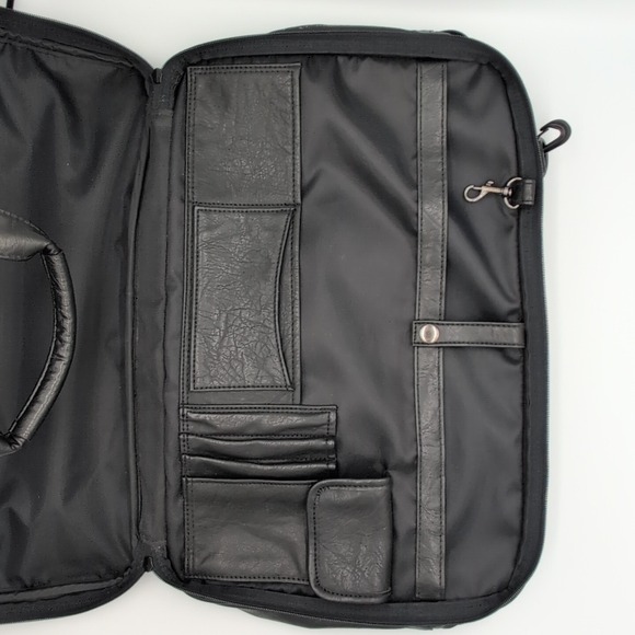 Converse Shoulder PC Bag Faux Soft Leather Clutch Black - Rare Vintage - Picture 3 of 11